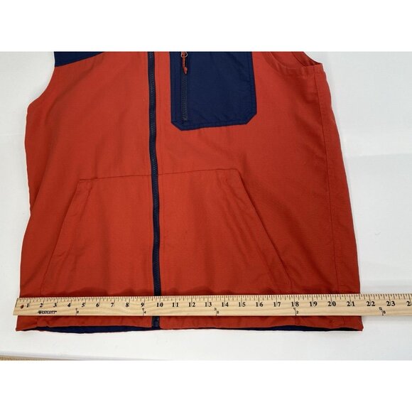 LL Bean Mountain Classic Vest Mens M Reg Orange Blue Nylon Shell Packable Zip - Picture 11 of 14